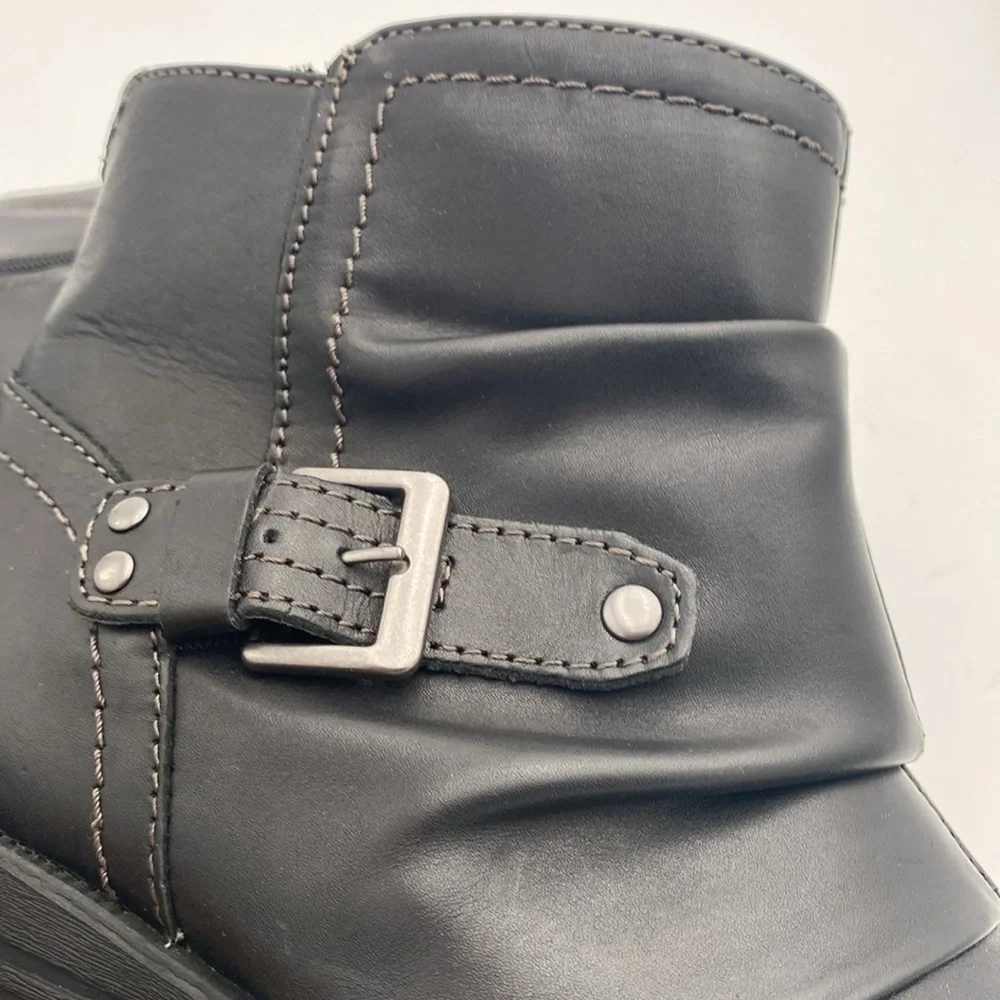 Earth Origins Black Ankle moto Boots women 9.5 leather casual office goth retro